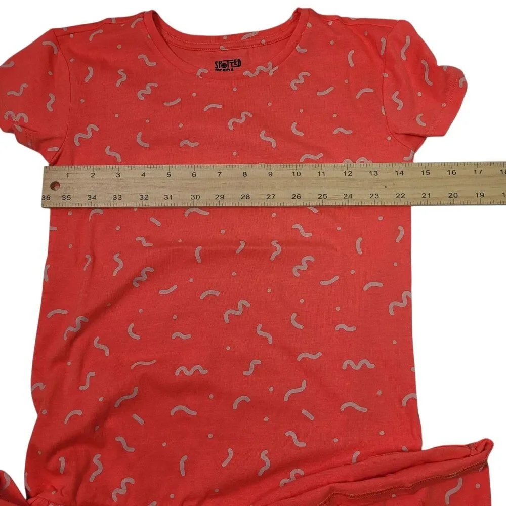 Spotted Zebra Girl Coral Short Sleeve Dress with Pattern Size Medium(8)